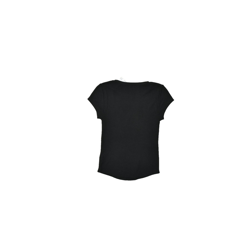 American Eagle Women's Medium Black Waffle Knit Short Sleeve T-Shirt NWT - Picture 2 of 8